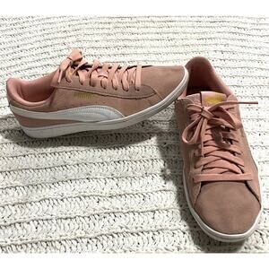 Puma Vikky Star Sneakers Suede Lace Up Shoes Trainers Wormens 8 38.5 Pink White
